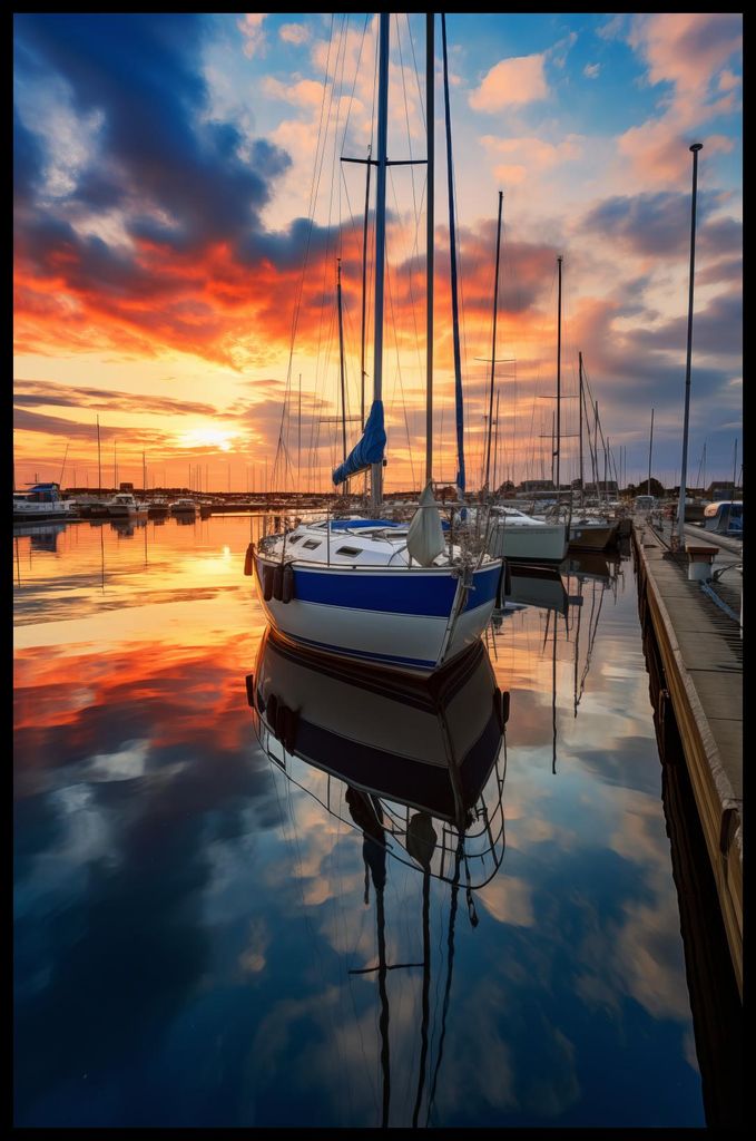 Plakat 56,6x86,4cm Sonnenuntergang in der Marina