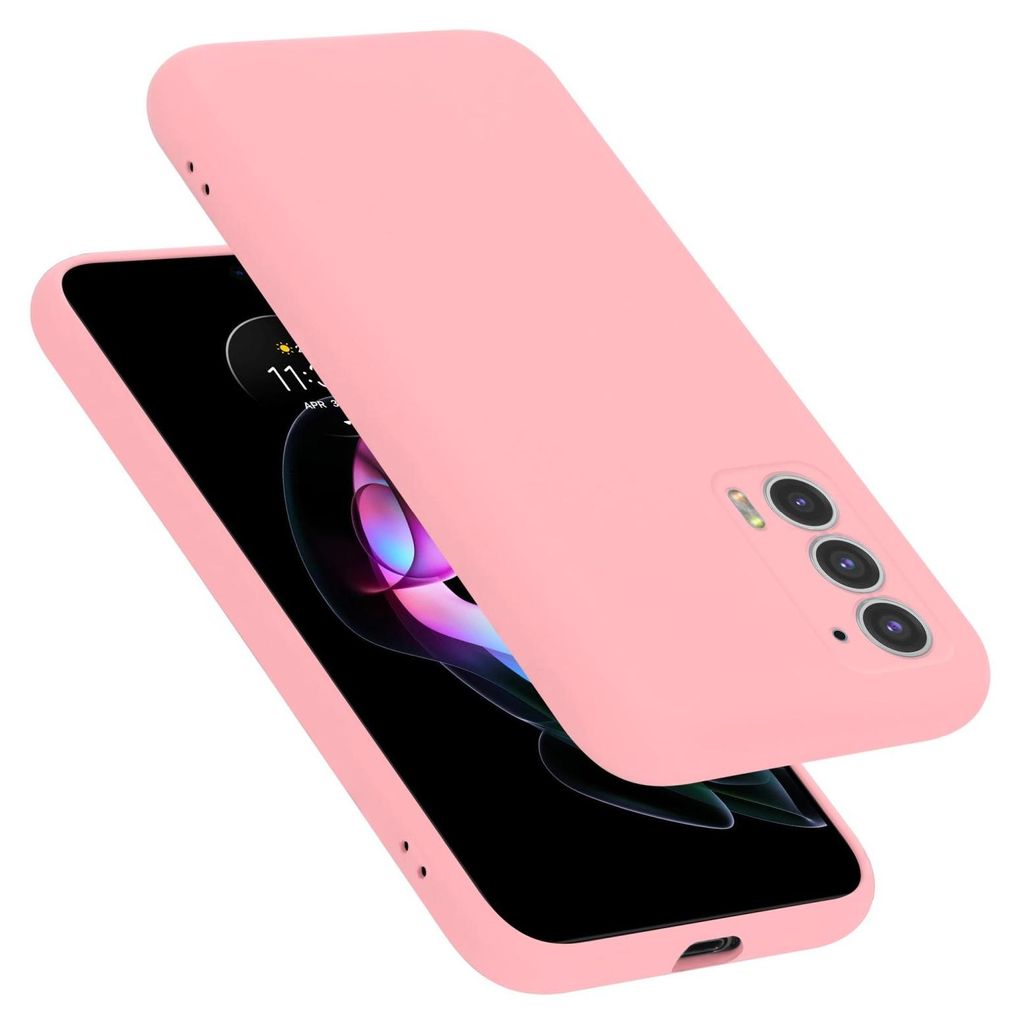 A pink phone case is shown on top of a smartphone.