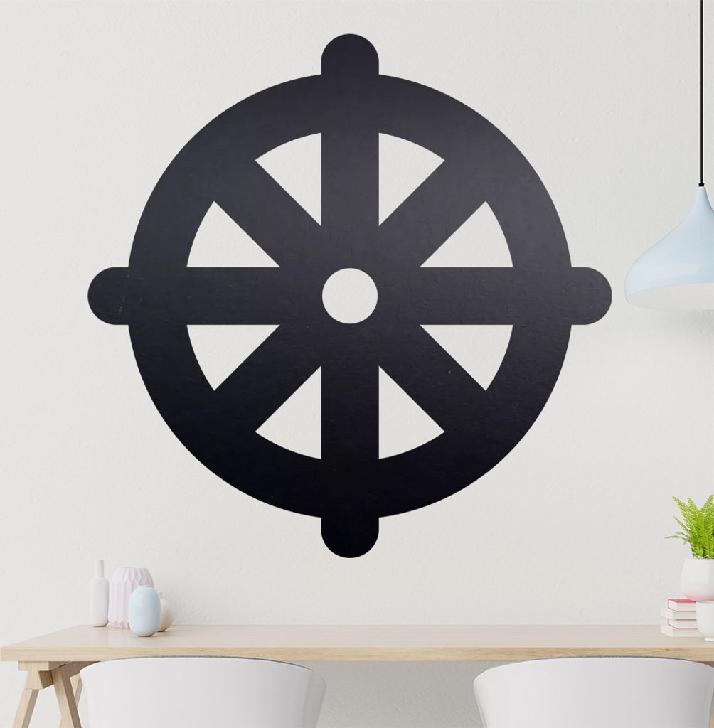 KIWISTAR Dharmachakra Buddhismus Wandtattoo in 6 Größen - Wandaufkleber Wall Sticker - Dekoration, Küche, Wohnzimmer, Schlafzimmer, Badezimmer