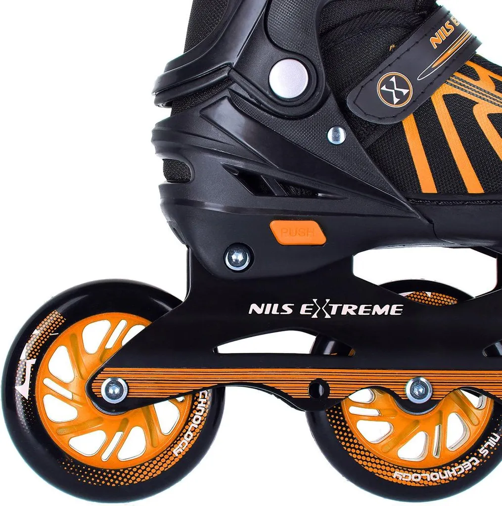 Patins à roues alignées réglables S 29-33, rollers orange anti-choc