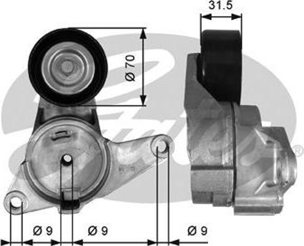 GATES T38397 Spannrolle, Keilrippenriemen OE 71741116 kompatibel mit Vectra, Signum, Insignia, Antara, Captiva, Camaro, Spider, Brera, Alf. 159