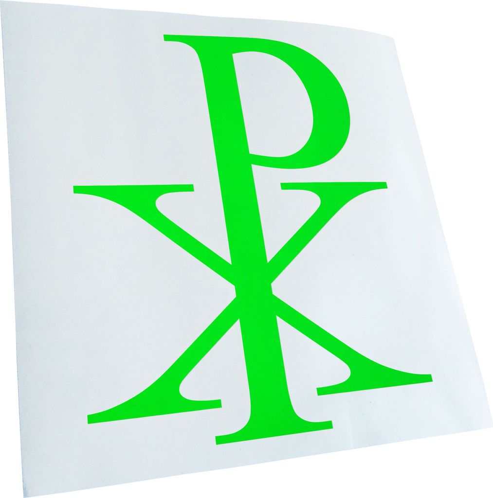 Kiwistar - Autoaufkleber - Christusmonogramm - Labarum - Neongrün - 30x25cm - Aufkleber für Auto, Laptop, Fahrrad, LKW, Motorrad mehrfarbig JDM D...