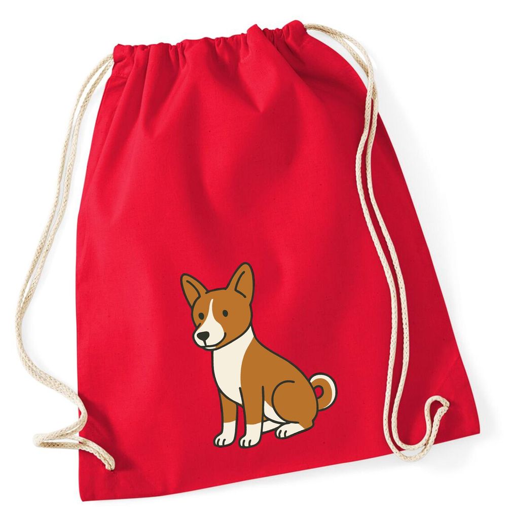 Huuraa Turnbeutel Basenji Comic Basi 12 Liter Classic Red Baumwolle Rucksack Geschenkidee
