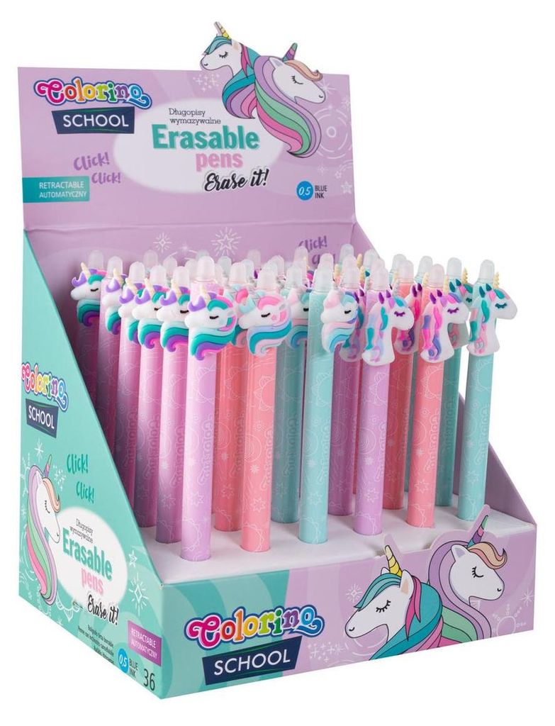 Stylo caoutchouté Licornes, mélange de motifs Image du produit 