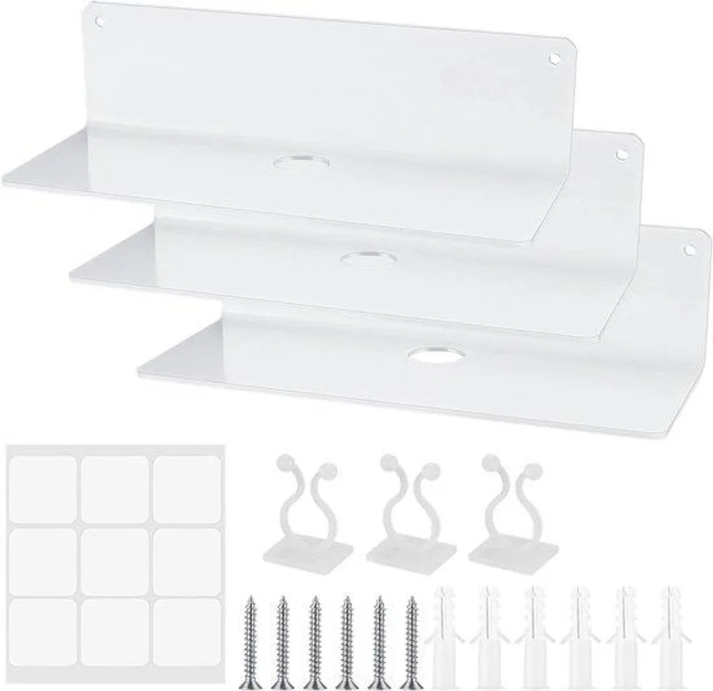 Petite étagère murale acrylique avec range-câbles pour bureau et salon