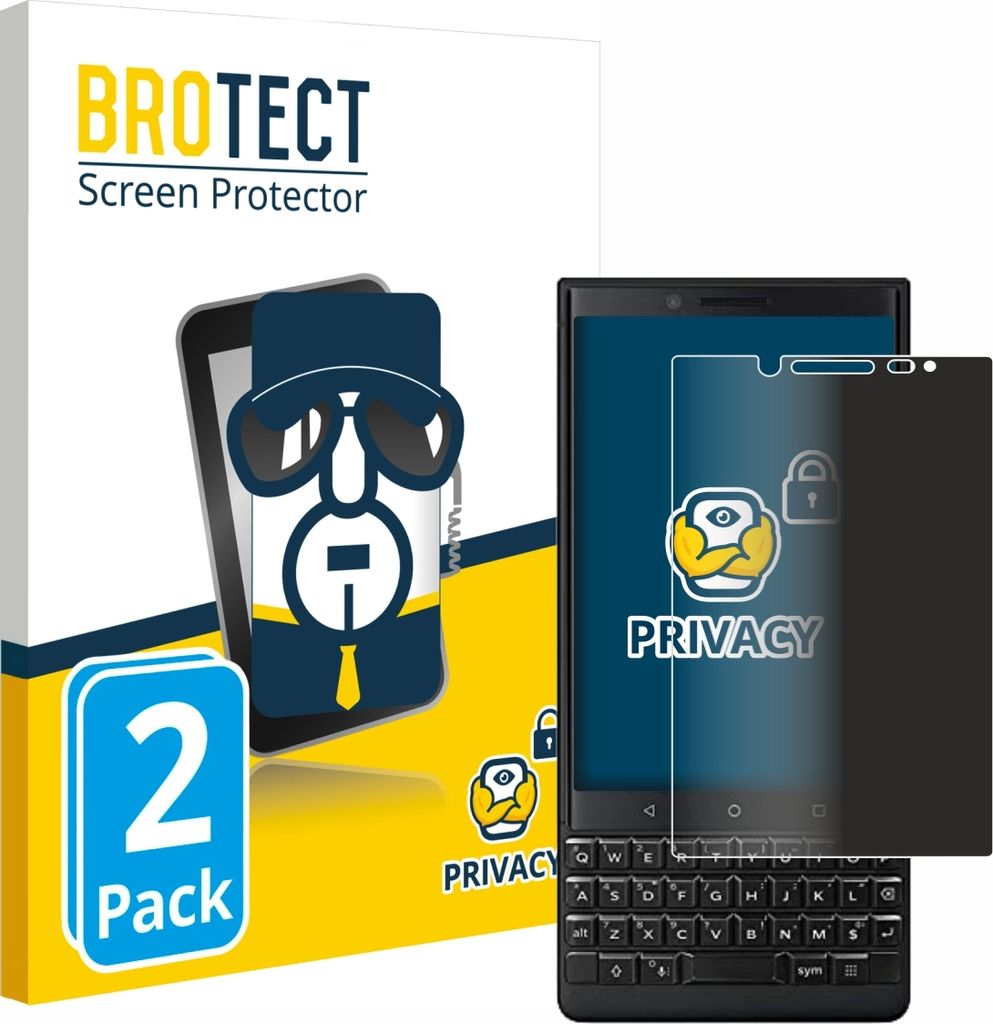 2x BROTECT Sichtschutzfolie für BlackBerry Key2 (Dual Sim) Anti-Spy Privacy Sichtschutz Blickschutz Folie Blaulicht-Schutz