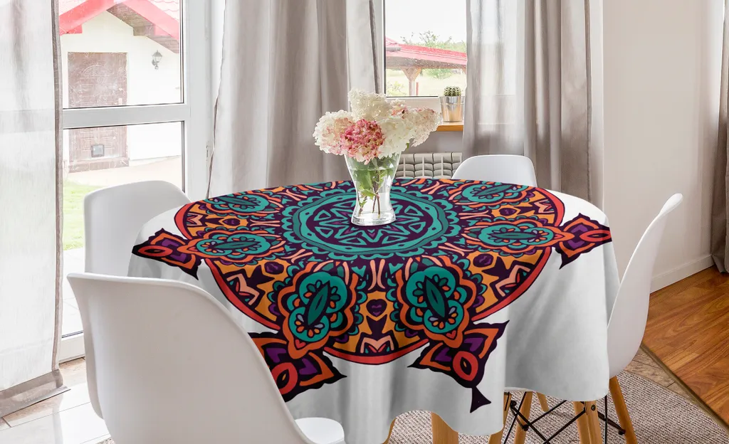 ABAKUHAUS Romantica tovaglia rotonda, foglie fresche, tovaglia circolare per sala da pranzo, decorazione per cucina, 150