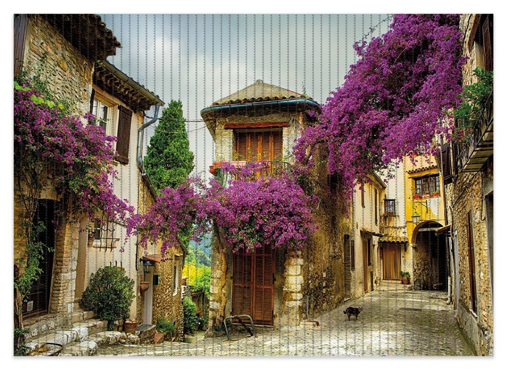 Wallario Duschmatte Antirutschmatte Badmatte Fußmatte Malerische Stadt in der Provence mit bunten Blumen, Größe ca. 70 x 50 cm