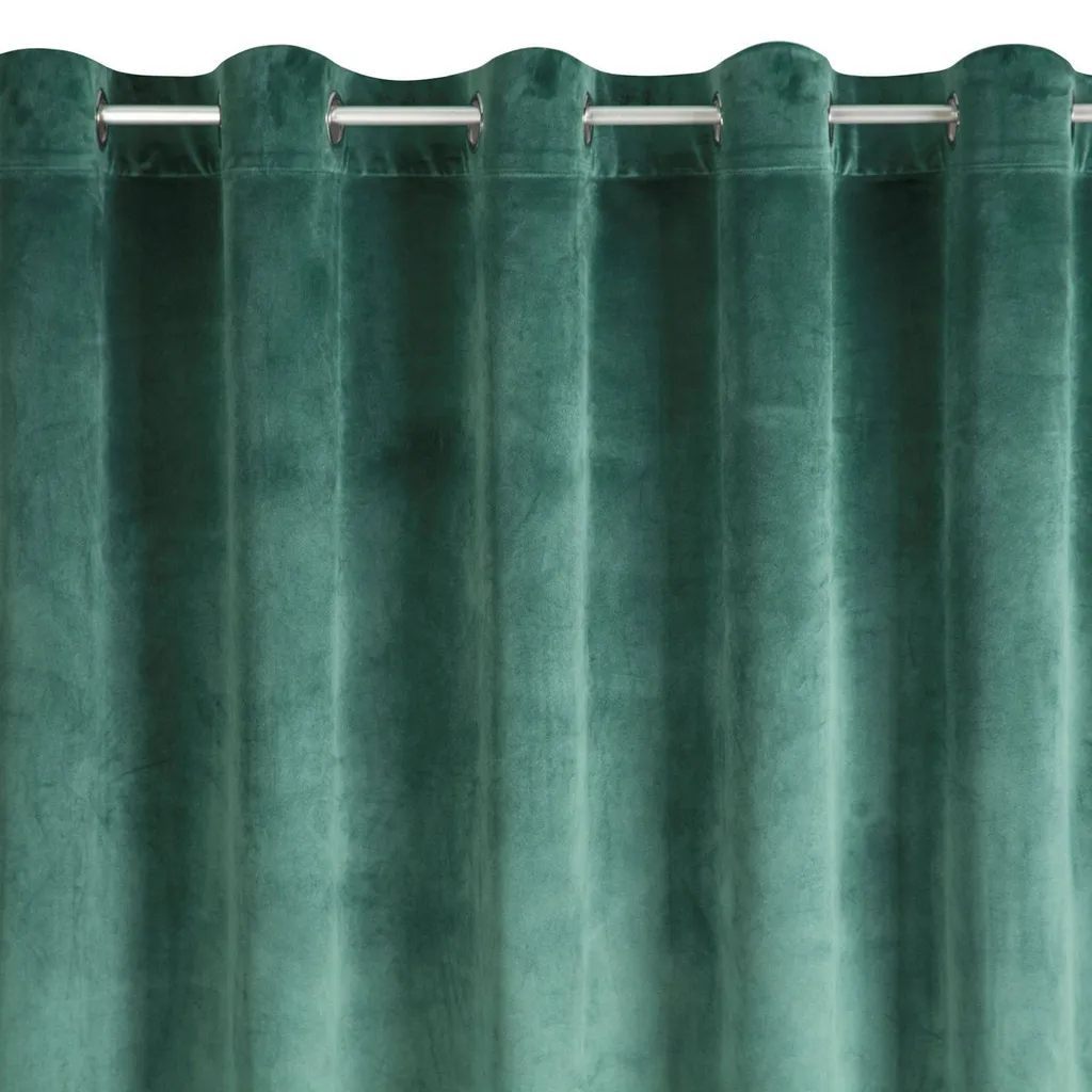 Rideau Mélanie 140x250 cm en Velours Vert Foncé Eurofirany à Œillets