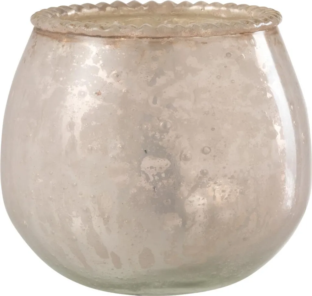 Porte-bougies Rose J-Line en Verre Ø 10 cm - Finition Pastel Douce