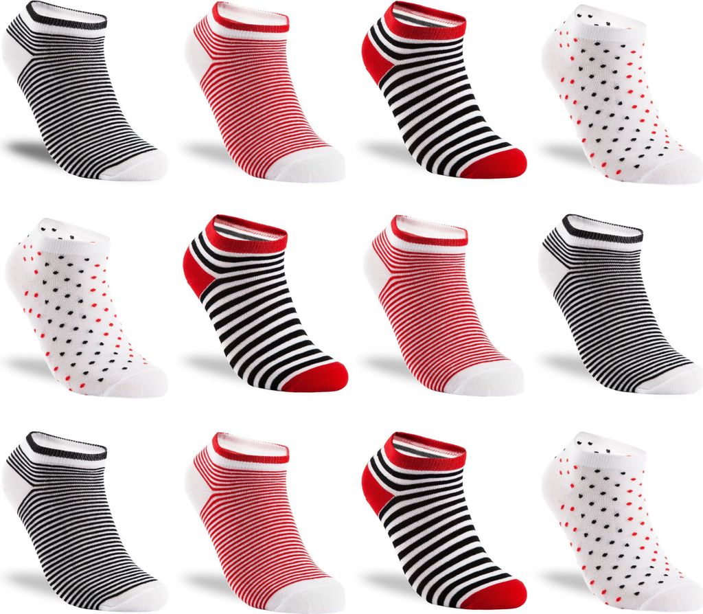 TEXEMP Damen Sneaker Socken 6 - 18 Paar Kinder Baumwolle Freizeit Sport | B195 - 35-38 - 12er Pack