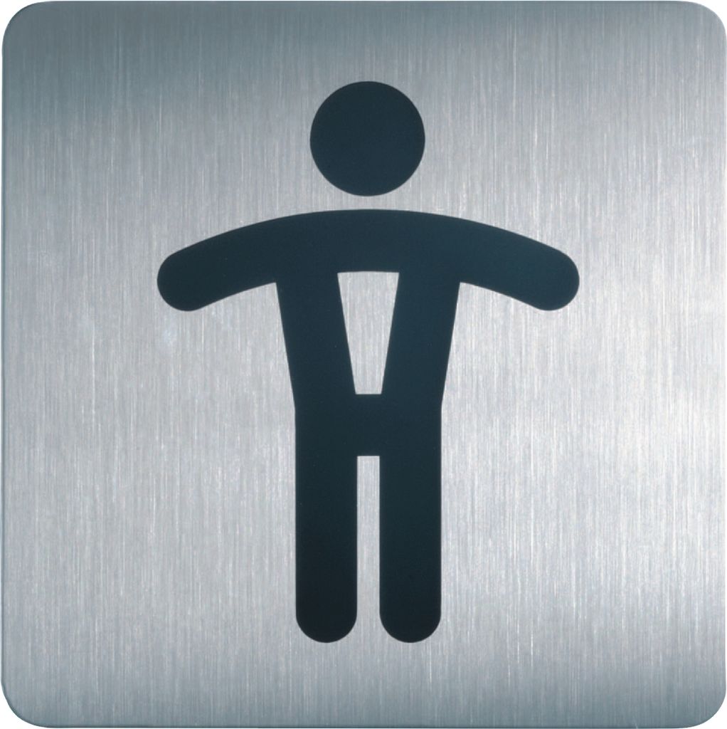 Türschild Picto quadratisch 'WC Herren' 150x150mm metallic silber Packung mit 5 Stück