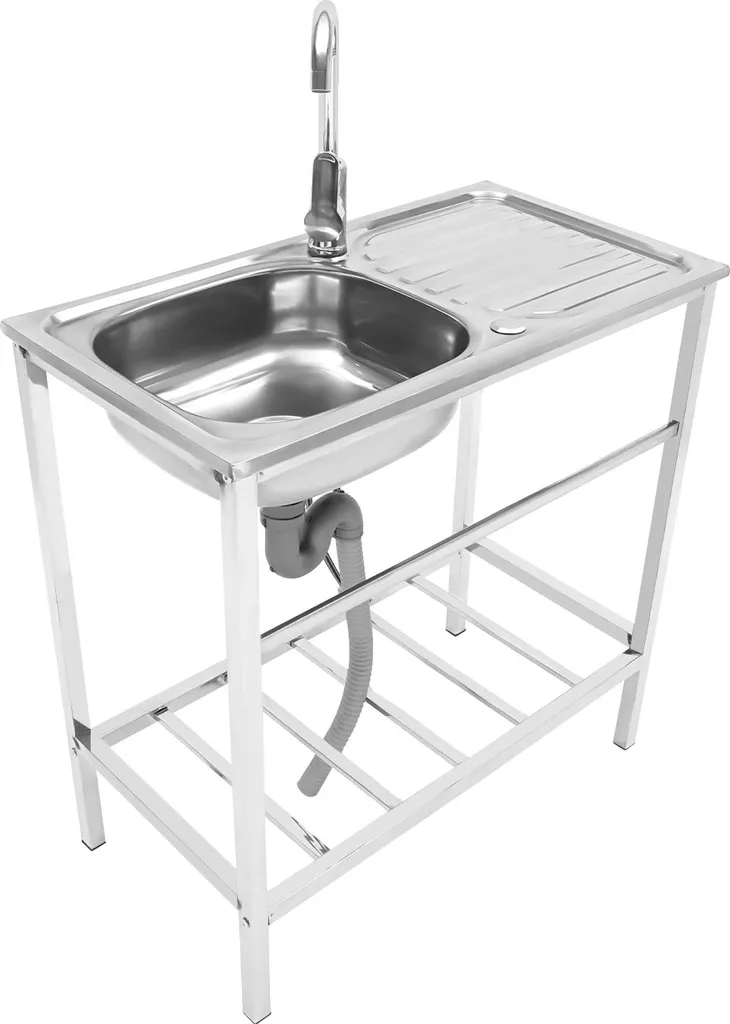 Lavabo utilitaire en inox pour atelier et jardin avec pieds stables