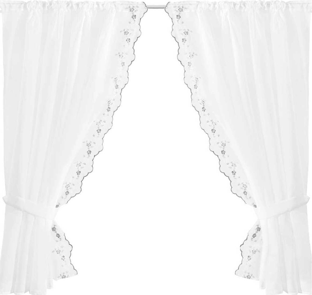 Gardinenset Voile mit Stangendurchzug Serie: Satin, Blumen Produktbild 