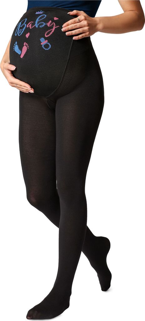 Be Mammy Umstandsstrumpfhose 150 DEN BE-1122 (Schwarz Muster-002, L) .
