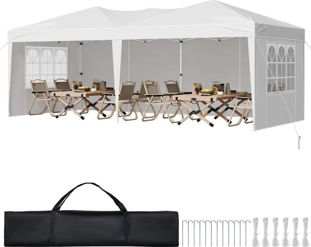 Faltpavillon Pavillon 5,9x2,96x2,65m - Festzelt Gartenzelt mit Seitenwänden - Partyzelt Outdoor Gartenpavillon