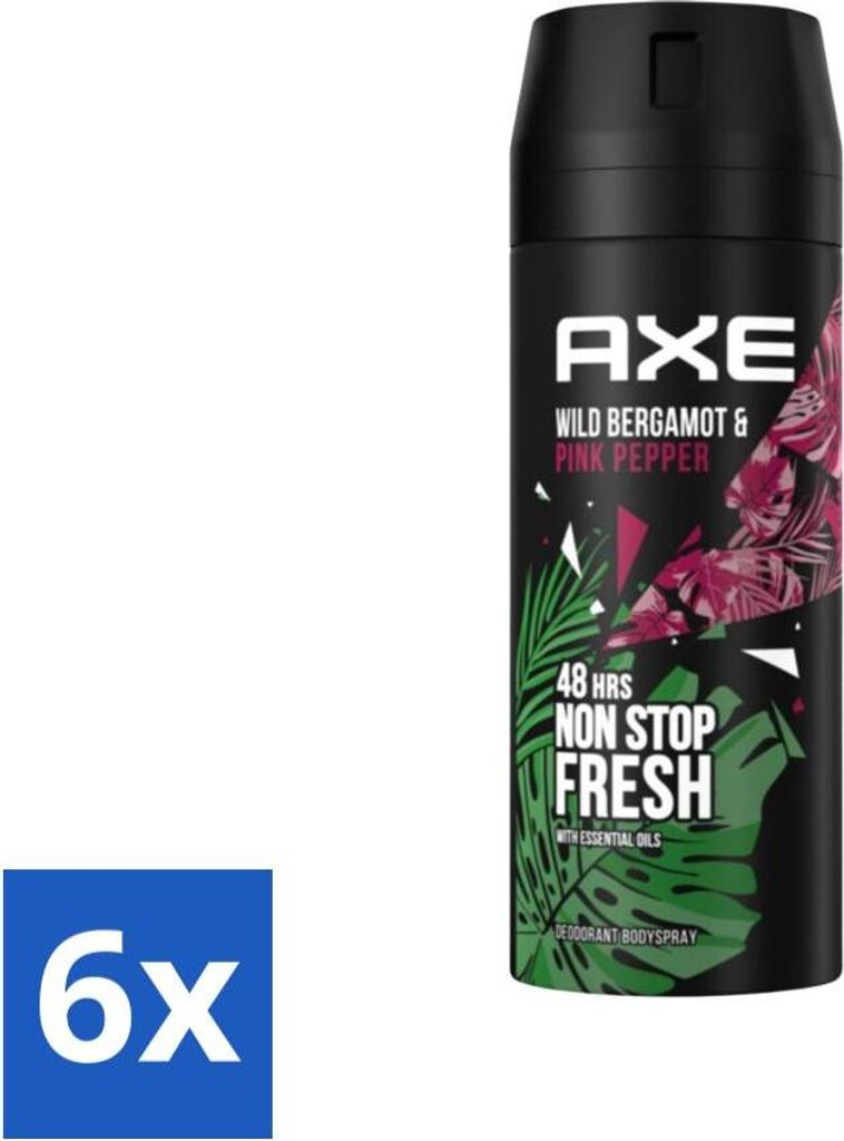 Ax - Deodorant Bodyspray - 48h Fresh - Wilde Bergamotte & Rosa Pfeffer - 150 ml - Vorteilspack - 6 Stücke