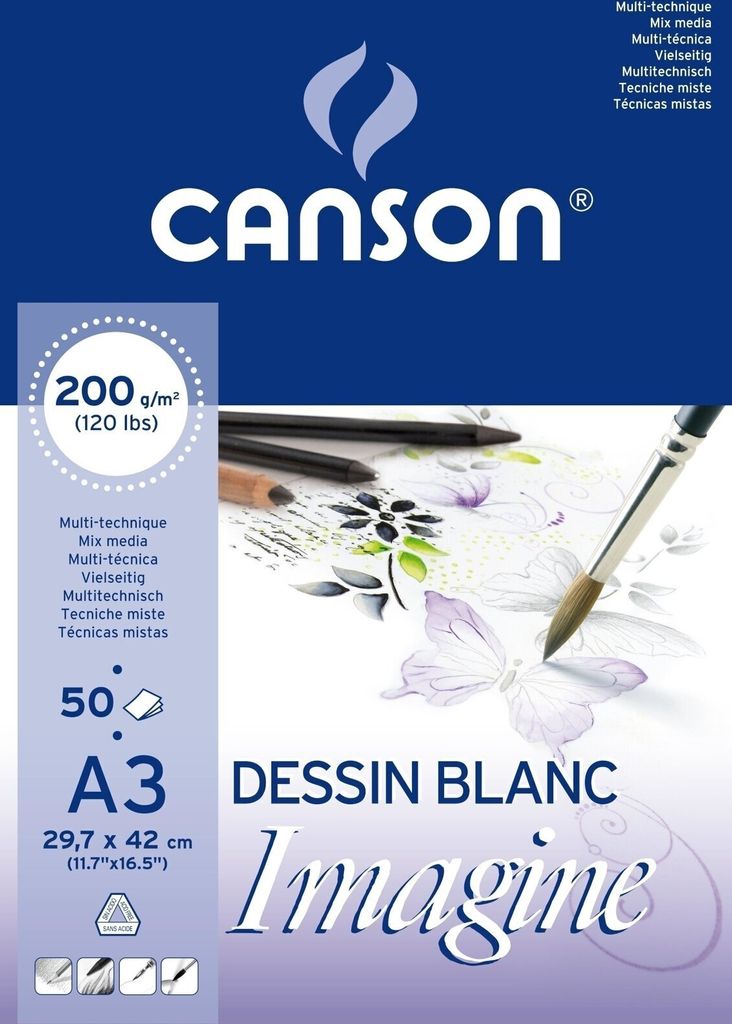 Canson Pad Imagine Skicár 50 A3 200 g White Obrázok produktu 