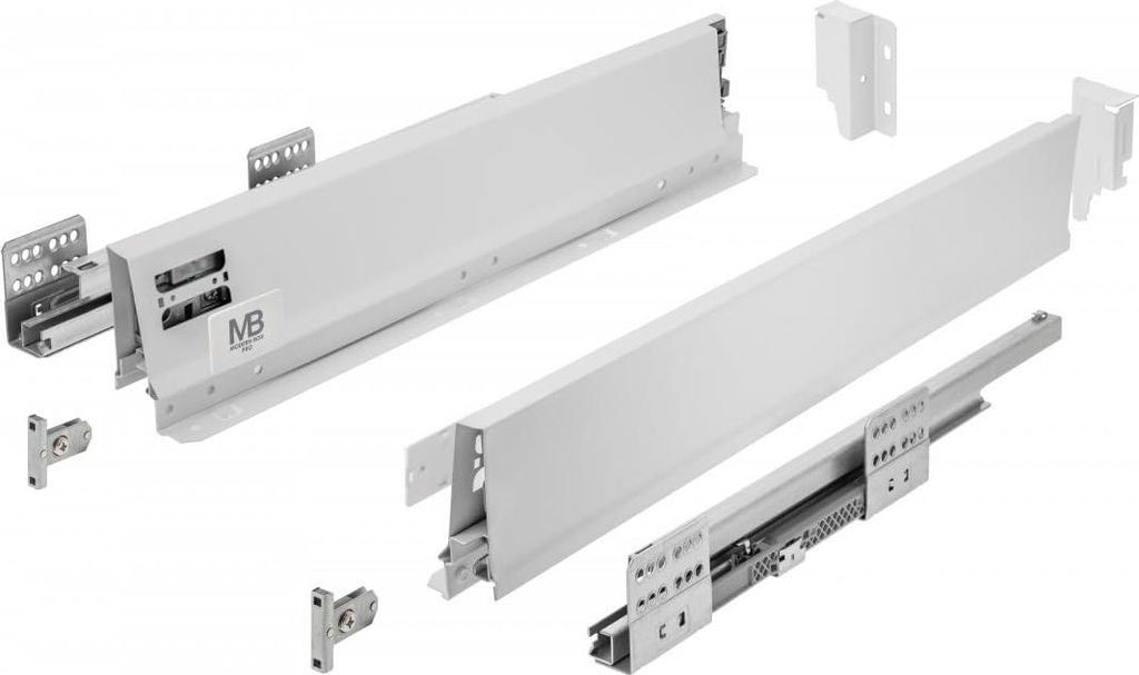 GTV - Modern Box Pro Schubladenschienen I L=450mm H=84mm I Weiss I Schublade mit Leises Schließen I Die Synchronisation des Fahrweges der Führung...