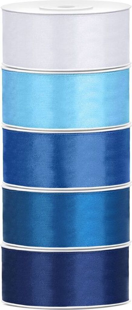 Satin Geschenkband 25mm 5 Farben je 25m lang blau hellblau Schleifenband Geschenkverpackung Geburtstag Hochzeit Weihnachten