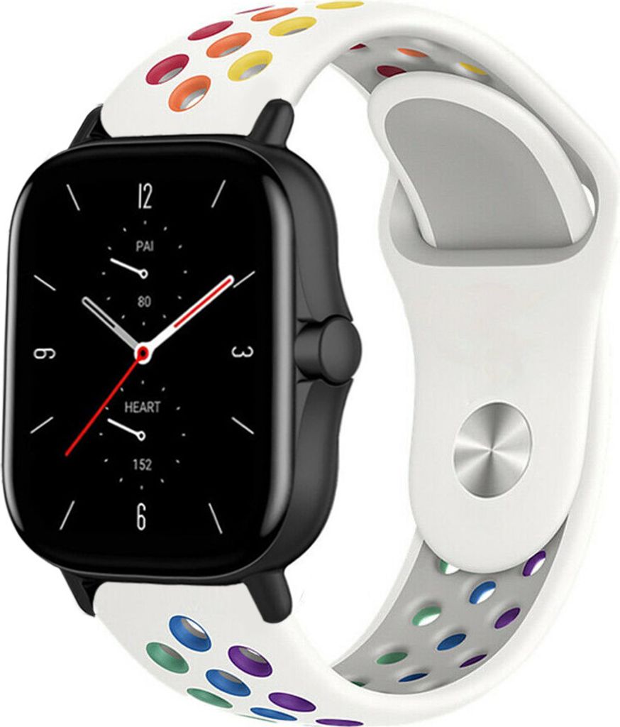 Strap-it Amazfit GTS 2 Sportarmband (Weiß/bunt)