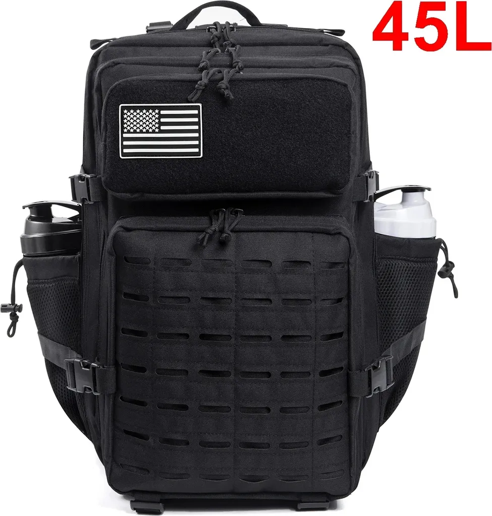 Sac à dos militaire tactique 45L Commando noir en polyester robuste