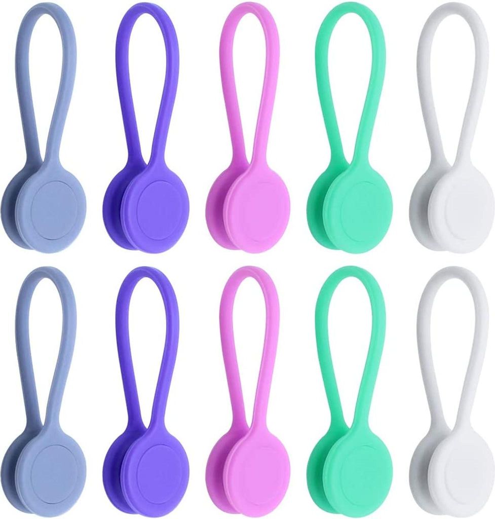 Wiederverwendbare magnetische Kabelbinder, multifunktionale Silikon-Magnetkabelbinder für Kabelmanagement und Organisation, 10 Farben magnetische ...