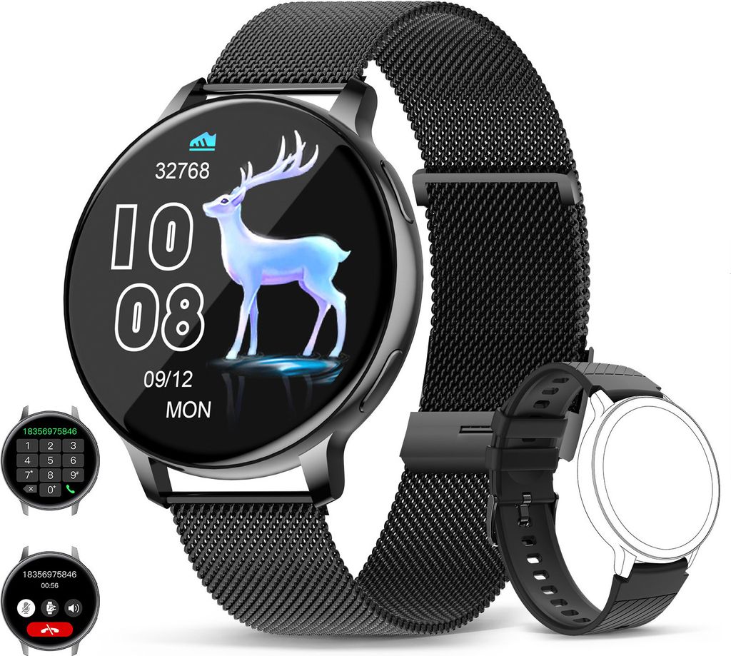 Smartwatch Herren Bluetooth Voice Calling Herzfrequenz Gesundheit Monitor 1,39 Zoll großen Bildschirm Mode Sport IP67 wasserdichte Damen Smartwatch