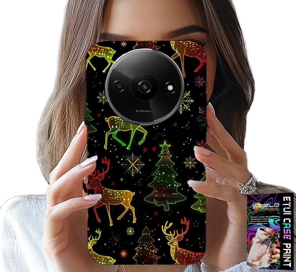 Hülle Für Xiaomi Redmi A3 - Rentier, Schneeflocke, Weihnachtsbaum + Glas