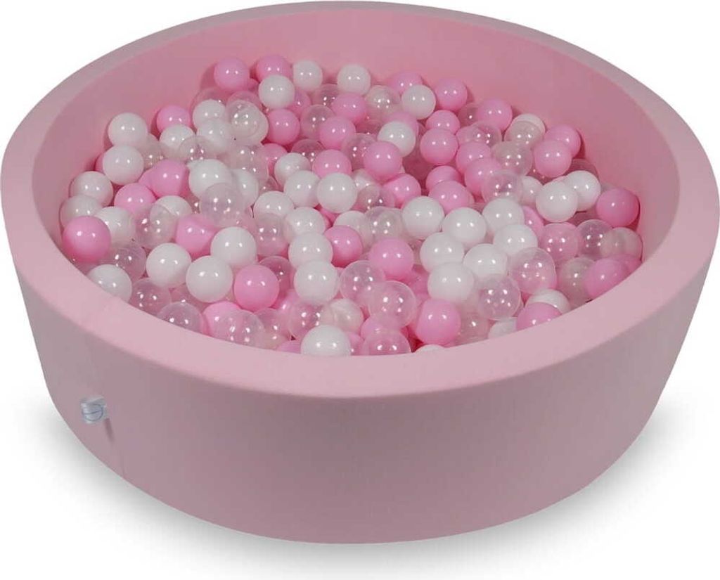 Bällebad 110x30cm rosa – Mit 400 Bällen / Babyrosa, Weiß, Transparent, Puderrosa