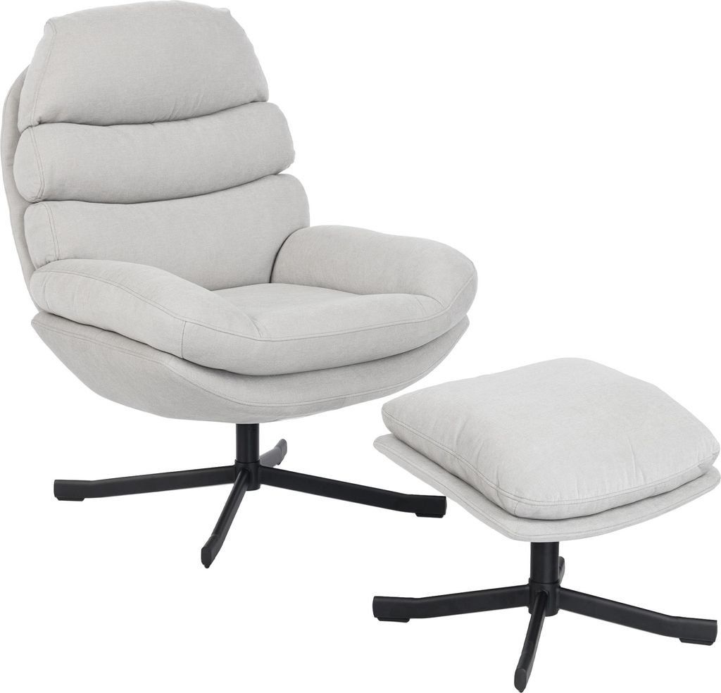 Relaxsessel mit Hocker Sessel Loungesessel mit Chenille-Stoff. Modern Fernsehsessel. 78 x 93 x 100 cm. Cremewei?