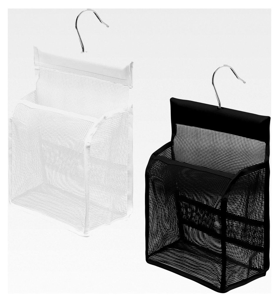 Wäscheklammerbeutel 2er Set mit Haken - Flexibler Hängeorganizer für Badezimmer, Küche und Camping
