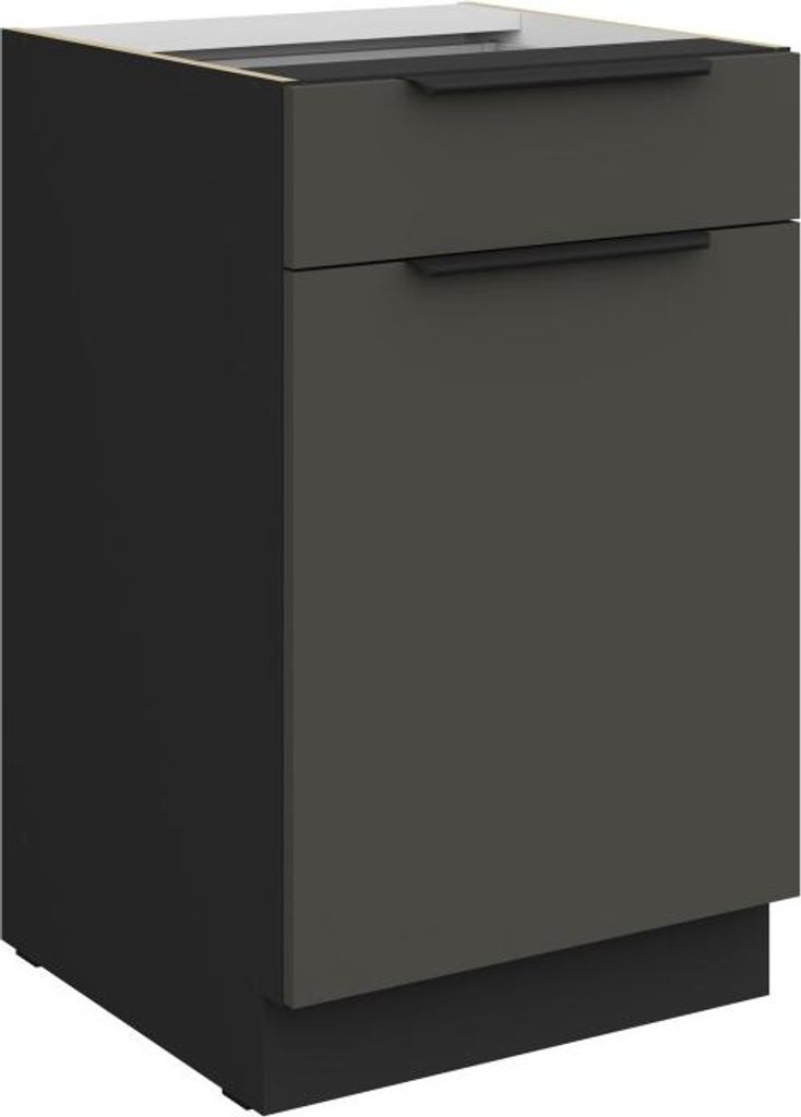 Unterschrank mit Schublade LUNARA – Breite 50 cm, Graphit/Schwarz