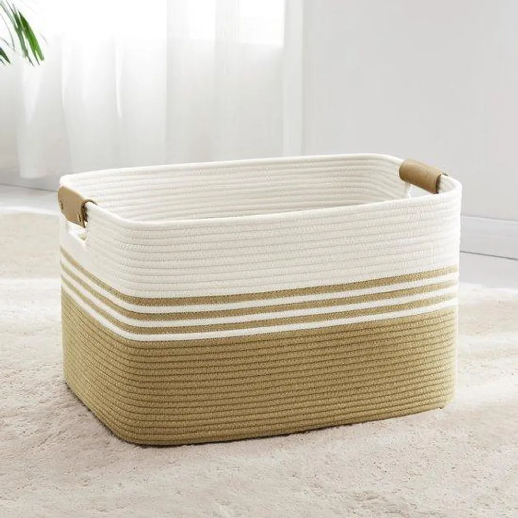 Panier à linge grande capacité 55cm en tissu résistant coloris kaki