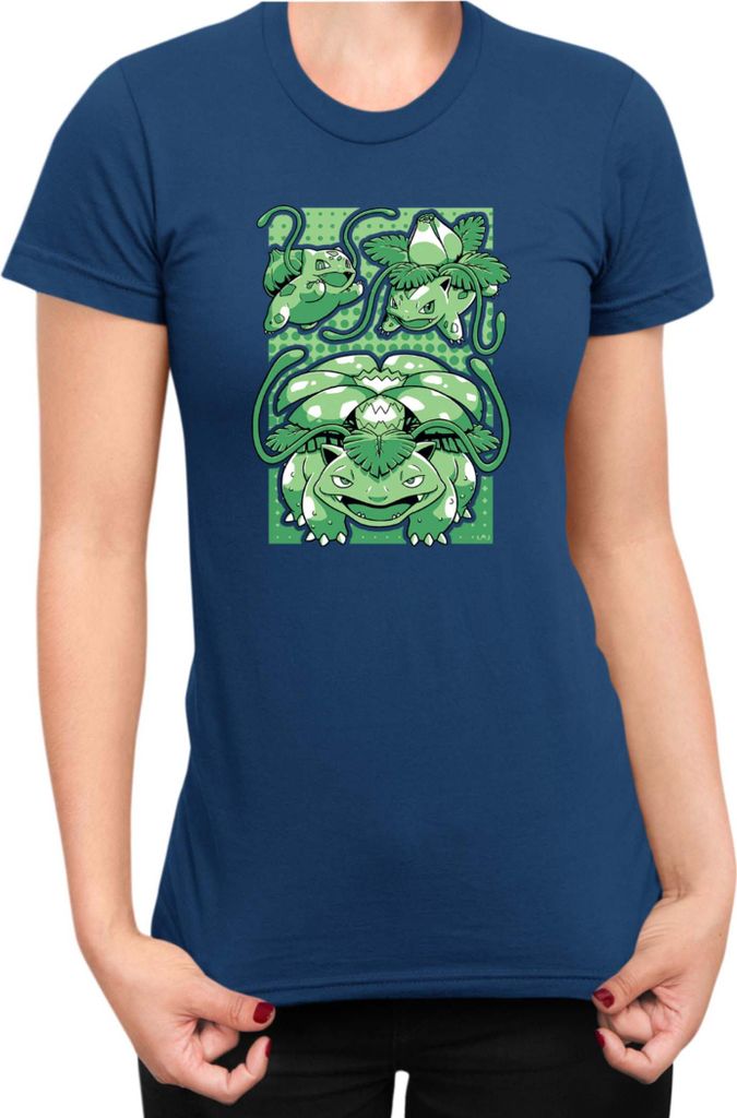 Damen T-Shirt Japan Manga Anime Comics Pokemon 047, Lady XL / Dunkelblau