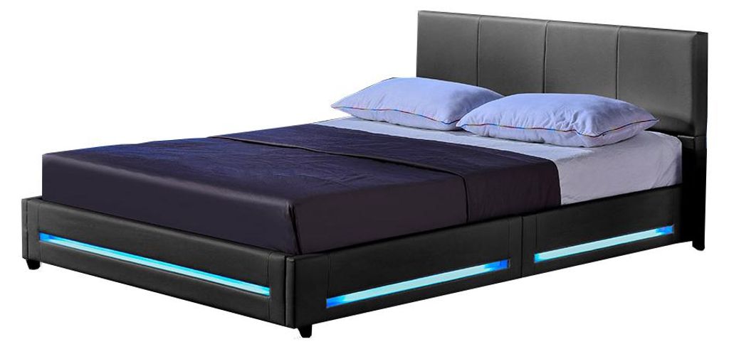 HOME DELUXE - LED Bett ASTEROID - Dunkelgrau, 140 x 200 cm Produktbild  KI-generiertes Bild
