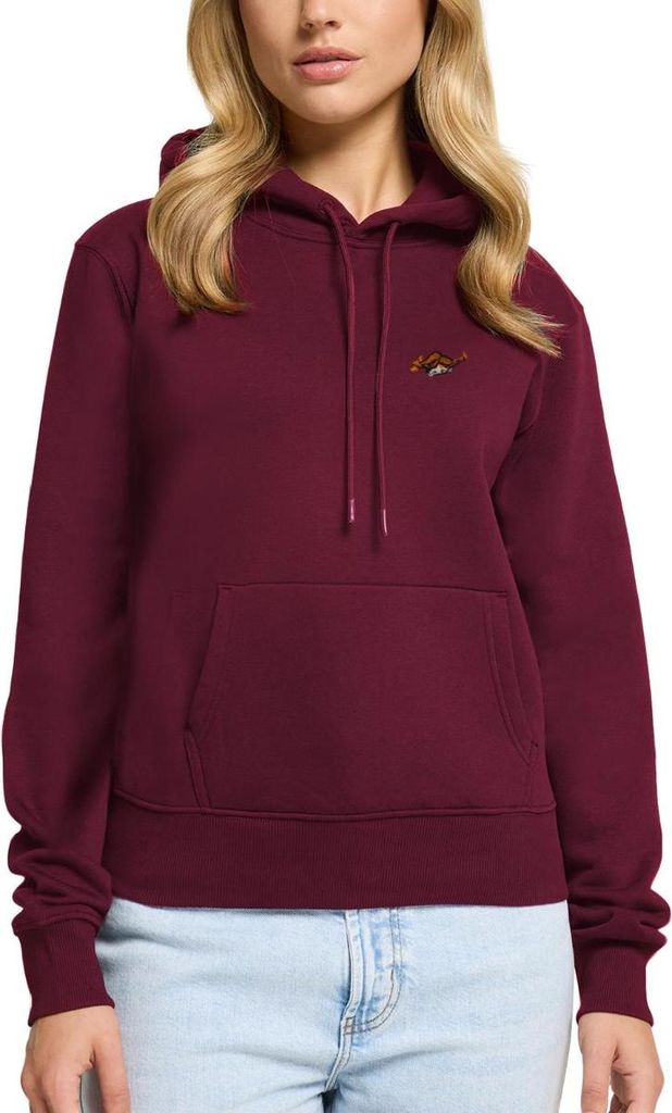 Spreadshirt Pippi Langstrumpf Auf Der Lauer Stick Damen Premium Hoodie, 3XL, Burgunderrot