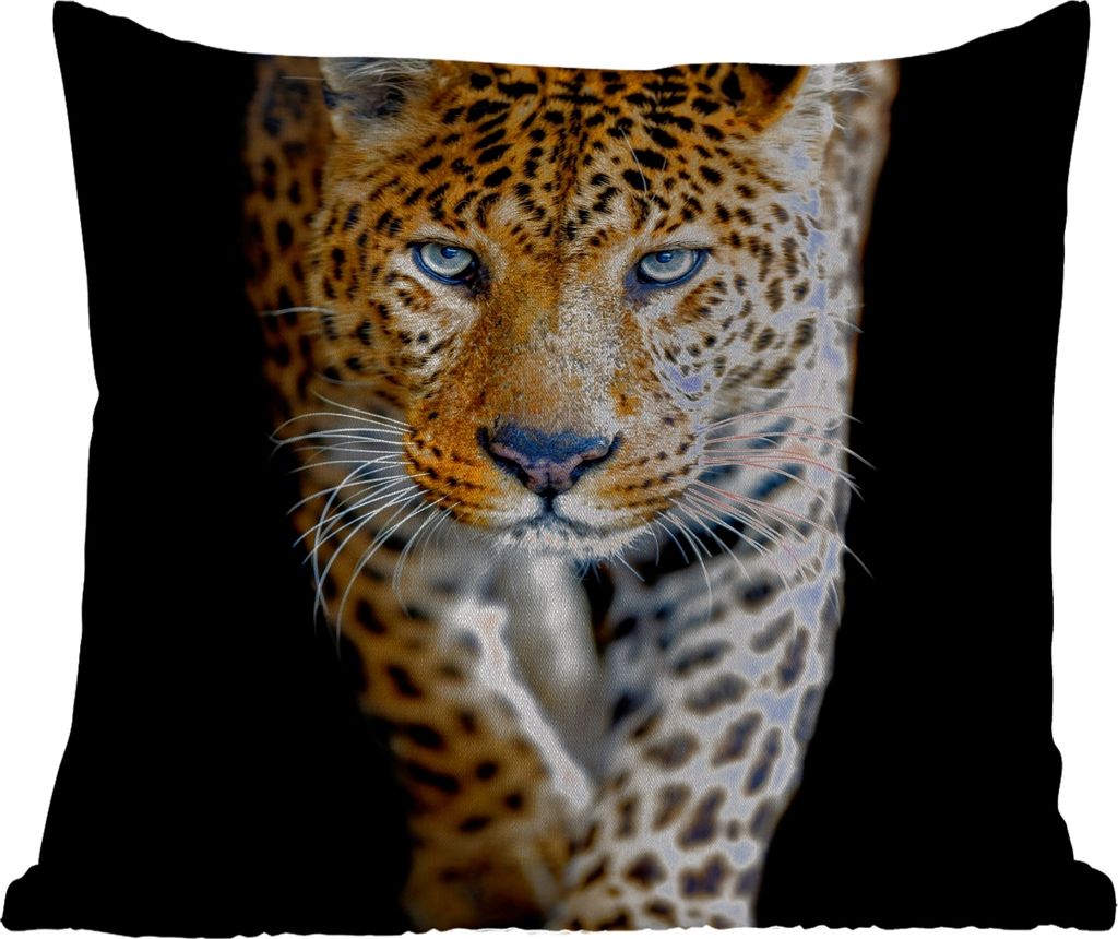 MuchoWow Outdoor Kissen - Leopard - Tiere - Porträt - Wildtiere - Schwarz - 50x50 cm - Wetterfest - Lounge Kissen - Komfortabel - Kissen mit Bild