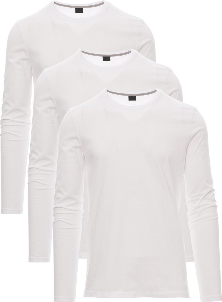 Mivaro Herren 3er Pack Langarmshirts aus Baumwolle - Longsleeve mit Rundhals, leicht anliegend, feinmaschiges Gewebe, Größen S bis 5XL