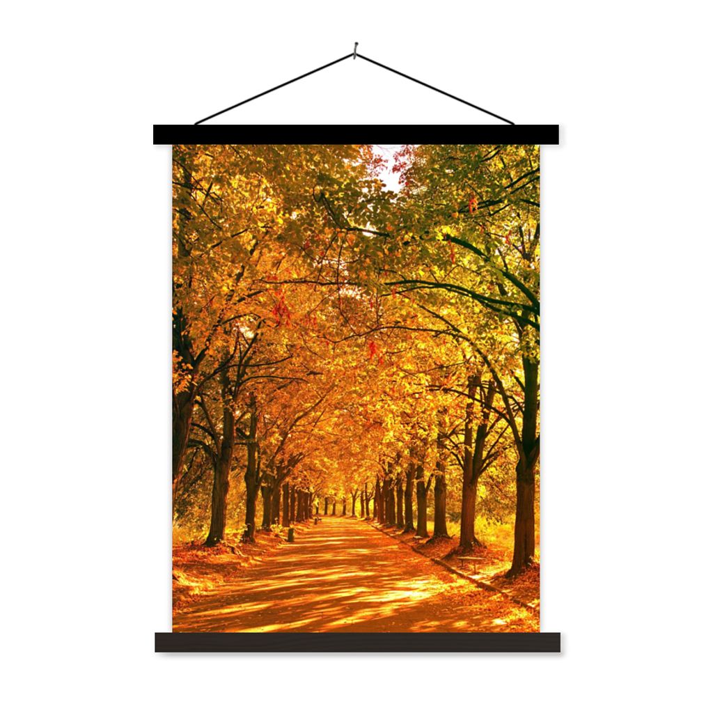 MuchoWow Textilposter Wald - Herbst - Jahreszeiten - Ländlich 120x160 cm mit schwarzem Rahmen - Magnetischer