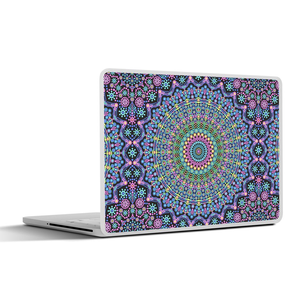 MuchoWow Laptop Aufkleber Sticker Cover Mandala - Hippie - Regenbogen - Neon - Muster 25x18 cm - Laptop-Deko