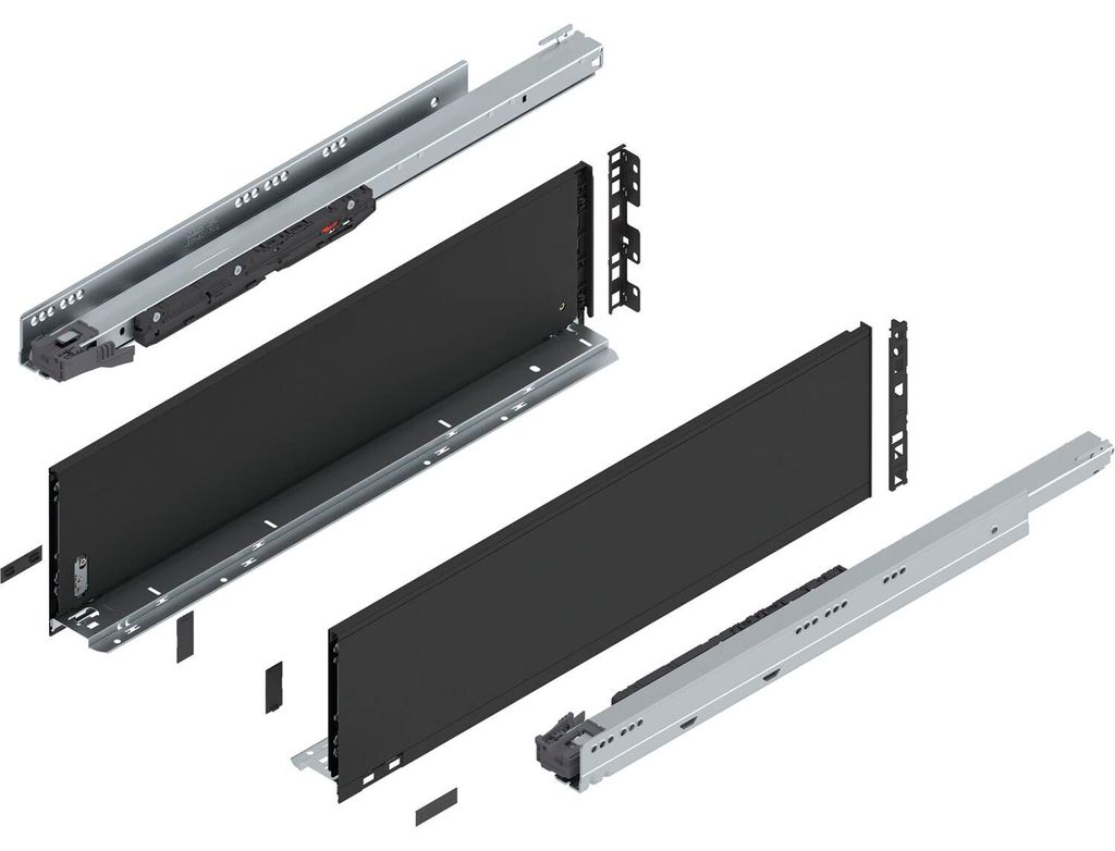 Blum Legrabox pure H C Schubladenschienen Set | 1 Paar, 70kg 650mm | Tip On Vollauszug, carbonschwarz