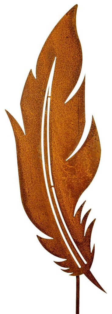 Rost Gartenstecker Feder 90 cm hoch Edelrost Garten Deko