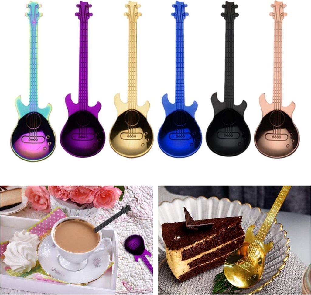 7 Stück Dessertlöffel set Edelstahl Kaffeelöffel bunter Produktbild 