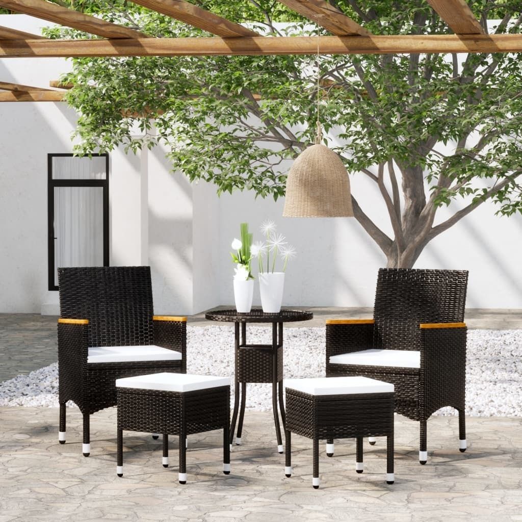 Maison Exclusive - 5-tlg. Garten-Lounge-Set Poly Rattan Schwarz