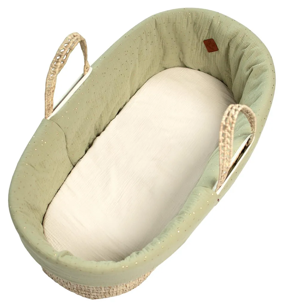 Housse pour couffin Moses Golden Dots TU Vert par Sevira Kids en coton
