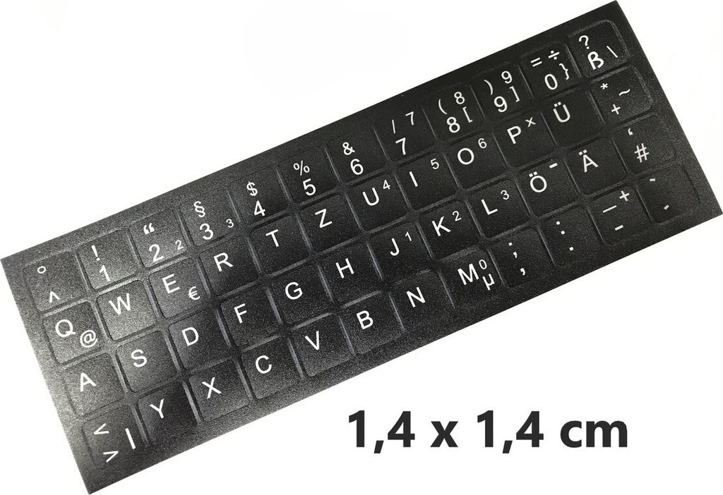 1,4 cm x 1,4 cm DEUTSCHE Tastaturaufkleber MATT 48 Tasten Selbstkleben kompatibel für Medion Laptop Notebook