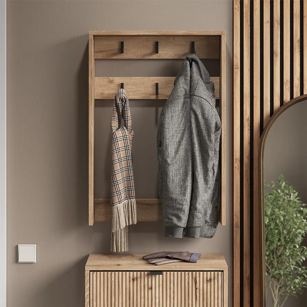 Portemanteau robuste Vicco Eliza 58432 avec patères Chêne Viking