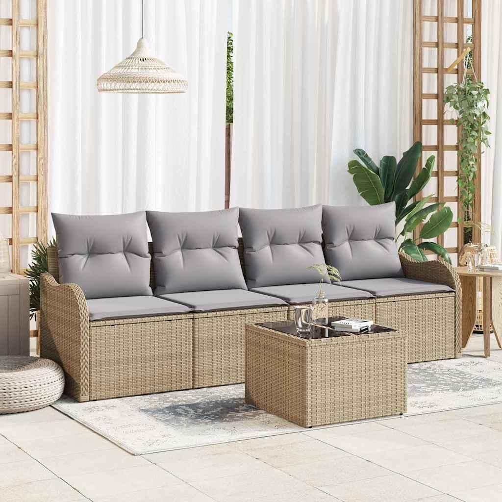 Maison Exclusive - Gartensofa-set Beige Poly-Rattan