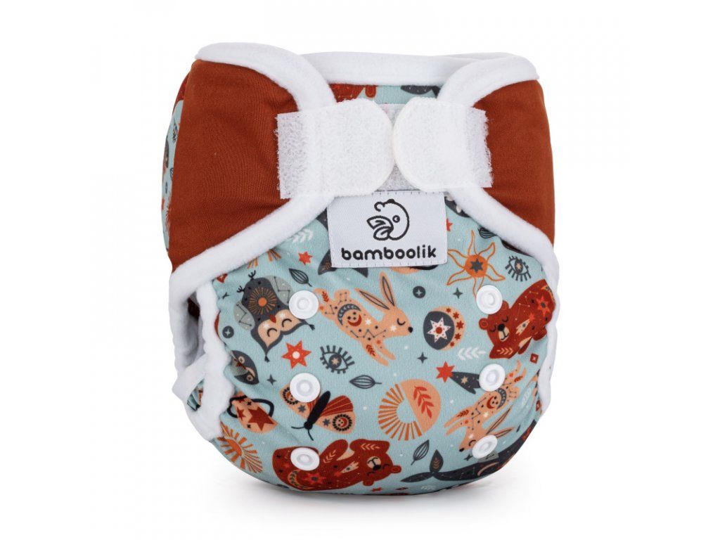 Bamboolik Newborn Windelüberhose MiniMimi Himmlische Tiere+Braun